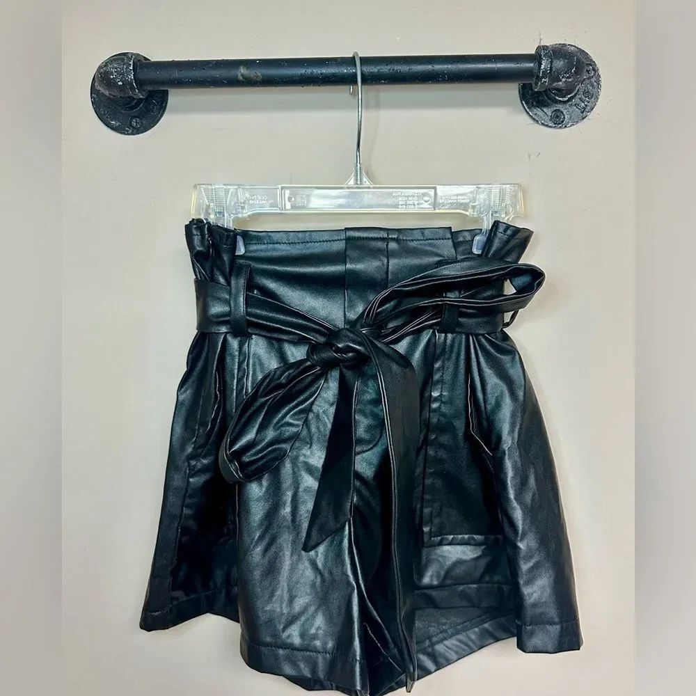 SHEIN Black Faux Leather Shorts